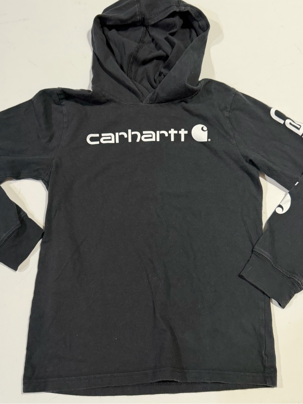Carhartt Black Logo Hooded Long Sleeve Shirt